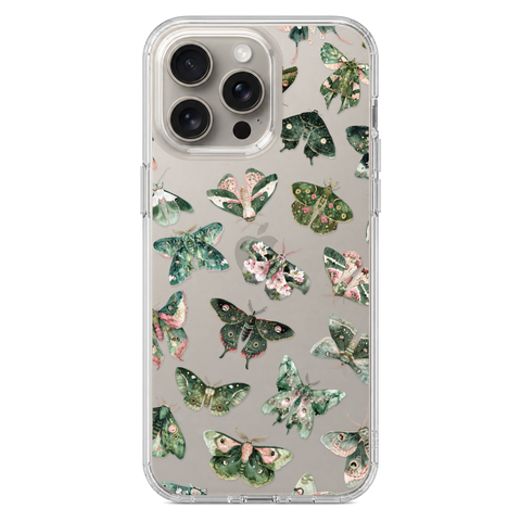 Green Pink Luna Moths Phone Case For iPhone 17 Air 16e 15 14 13 Pro Max Mini 7 8 SE Galaxy S26 S25 Aesthetic Witchy Mystic