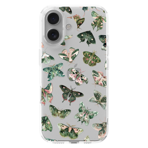 Green Pink Luna Moths Phone Case For iPhone 17 Air 16e 15 14 13 Pro Max Mini 7 8 SE Galaxy S26 S25 Aesthetic Witchy Mystic