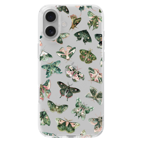 Green Pink Luna Moths Phone Case For iPhone 17 Air 16e 15 14 13 Pro Max Mini 7 8 SE Galaxy S26 S25 Aesthetic Witchy Mystic