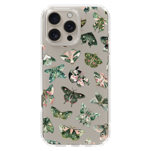 Green Pink Luna Moths Phone Case For iPhone 17 Air 16e 15 14 13 Pro Max Mini 7 8 SE Galaxy S26 S25 Aesthetic Witchy Mystic