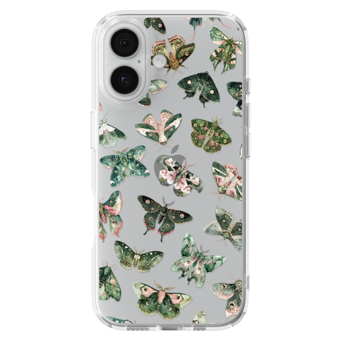Green Pink Luna Moths Phone Case For iPhone 17 Air 16e 15 14 13 Pro Max Mini 7 8 SE Galaxy S26 S25 Aesthetic Witchy Mystic