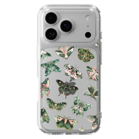 Green Pink Luna Moths Phone Case For iPhone 17 Air 16e 15 14 13 Pro Max Mini 7 8 SE Galaxy S26 S25 Aesthetic Witchy Mystic