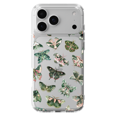 Green Pink Luna Moths Phone Case For iPhone 17 Air 16e 15 14 13 Pro Max Mini 7 8 SE Galaxy S26 S25 Aesthetic Witchy Mystic