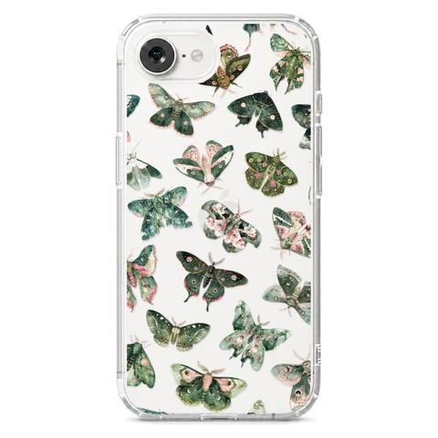 Green Pink Luna Moths Phone Case For iPhone 17 Air 16e 15 14 13 Pro Max Mini 7 8 SE Galaxy S26 S25 Aesthetic Witchy Mystic