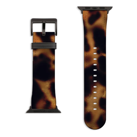 Grunge Tortoise Shell Apple Watch Band with Matte Black hardware