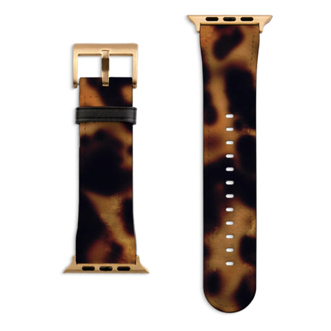 Grunge Tortoise Shell Apple Watch Band with Matte Gold hardware