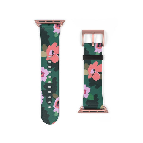 Emerald Floral Apple Watch Band - Matte Rose Gold