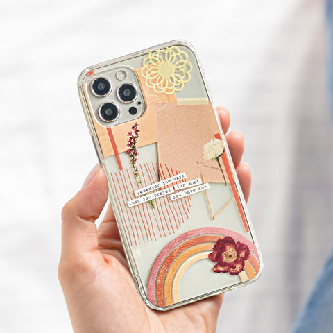 Rustic Abstract Collage Scraps Phone Case For iPhone 17 16 15 14 13 7 8 SE Galaxy S26 S25 (Feat)
