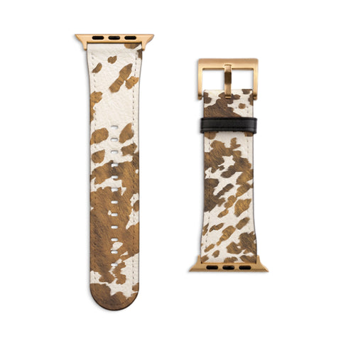 Southwestern Cow Print Apple Watch Band - Matte Gold