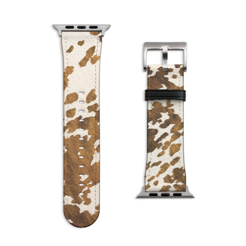 Southwestern Cow Print Apple Watch Band - Matte Silver