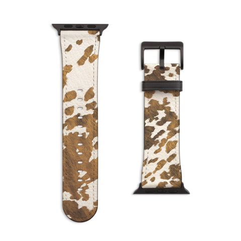 Southwestern Cow Print Apple Watch Band - Matte Black