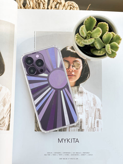 Deep Purple Sun Rays Phone Case For Apple iPhone 17 16 15 14 13 7 8 SE Samsung Galaxy S26 S25
