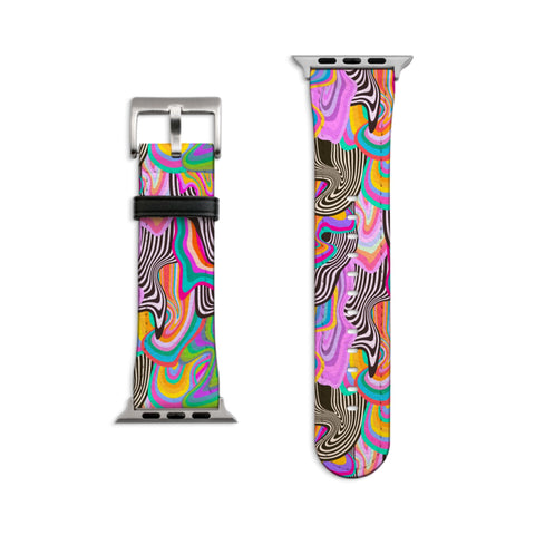 Colorful Dripping Trippy Apple Watch Band All Series - 38 40 41 42 44 45 46 49 mm For Women Vegan Faux Leather