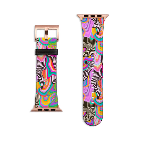 Colorful Dripping Trippy Apple Watch Band All Series - 38 40 41 42 44 45 46 49 mm For Women Vegan Faux Leather