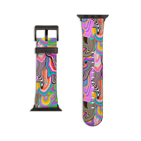 Colorful Dripping Trippy Apple Watch Band All Series - 38 40 41 42 44 45 46 49 mm For Women Vegan Faux Leather