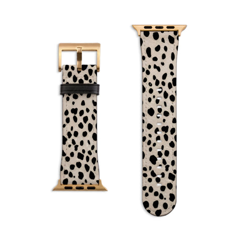 Classy Dalmatian Print Apple Watch Band All Series 38 40 41 42 44 45 46 49 mm For Women Vegan Faux Leather Simple Design
