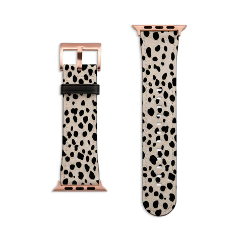Classy Dalmatian Print Apple Watch Band All Series 38 40 41 42 44 45 46 49 mm For Women Vegan Faux Leather Simple Design