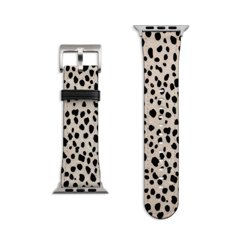 Classy Dalmatian Print Apple Watch Band All Series 38 40 41 42 44 45 46 49 mm For Women Vegan Faux Leather Simple Design