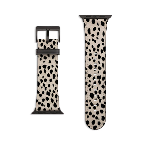 Classy Dalmatian Print Apple Watch Band All Series 38 40 41 42 44 45 46 49 mm For Women Vegan Faux Leather Simple Design