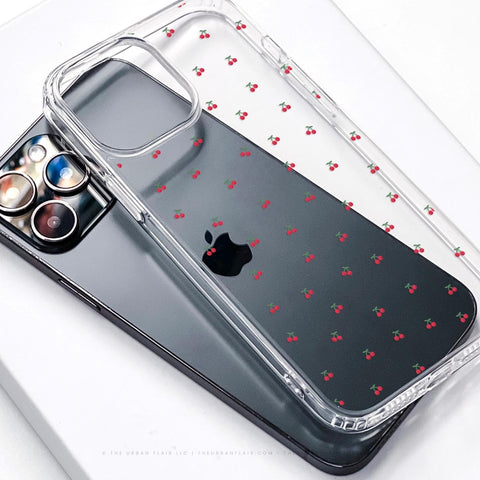 Dainty Micro Cherries Phone Case For iPhone 15 14 13 Pro Max 12 Mini 11 XR 7 8 SE 2022 Galaxy S24 Cute Coquette MagSafe Cover (Feat)