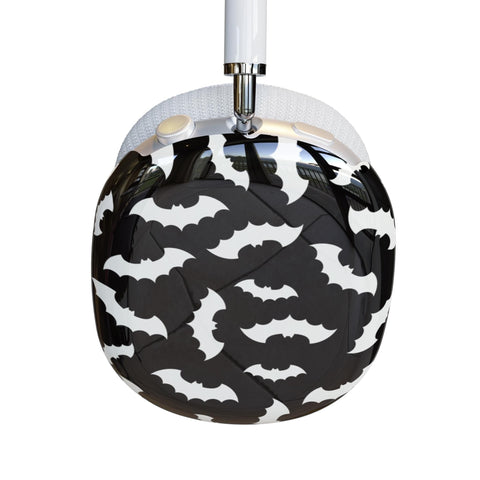 Black White Bats AirPods Max Case | Snap On Air Pods Max Cover | Protective Case For New AirPods Max Headphones With Witchy Halloween Design