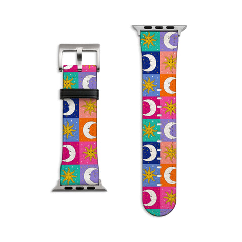 Eclectic Sun and Moon Apple Watch Band - Matte Silver