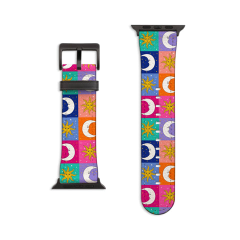 Eclectic Sun and Moon Apple Watch Band - Matte Black