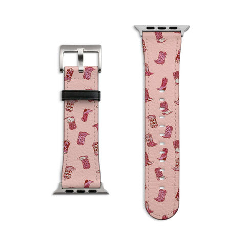 Pink Cowgirl Boots Apple Watch Band For Series 3 4 5 6 7 8 9 10 11 SE Ultra 3 38mm 40mm 41mm 42mm 44mm 45mm 46mm 49mm
