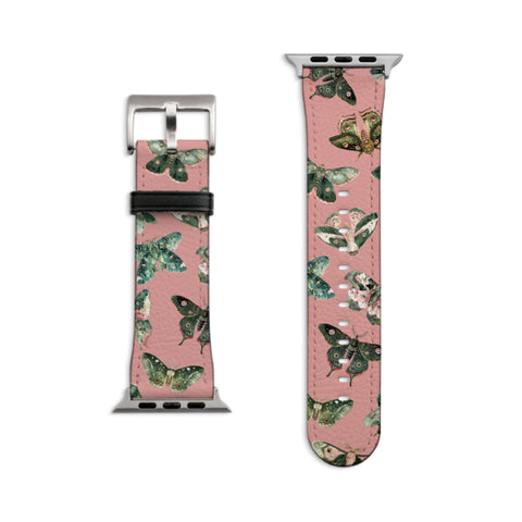 Luna Moths Apple Watch Band - Matte Silver