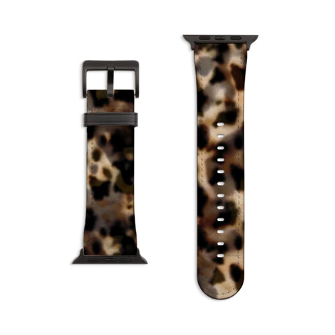 Tortoise Shell Print Apple Watch Band - Fits All iWatch Series - Sizes 38mm 40mm 42mm 44mm - Women’s Vegan Leather Strap With Classy Design