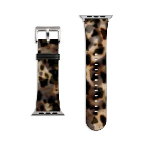 Tortoise Shell Print Apple Watch Band - Fits All iWatch Series - Sizes 38mm 40mm 42mm 44mm - Women’s Vegan Leather Strap With Classy Design