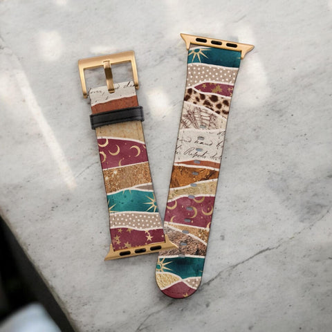 Boho Whimsigoth Apple Watch Band - premium vegan leather printed strap (Feat)