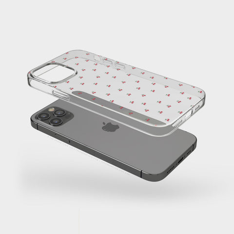 Dainty Micro Cherries Phone Case For iPhone 15 14 13 Pro Max 12 Mini 11 XR 7 8 SE 2022 Galaxy S24 Cute Coquette MagSafe Cover (Feat)