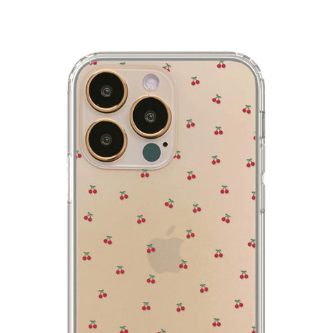 Dainty Micro Cherries Phone Case For iPhone 15 14 13 Pro Max 12 Mini 11 XR 7 8 SE 2022 Galaxy S24 Cute Coquette MagSafe Cover (Feat)