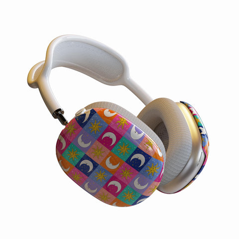 Eclectic Sun Moon AirPods Max Case | Snap On Air Pods Max Cover | Protective Case For New AirPods Max Headphones with Colorful Design