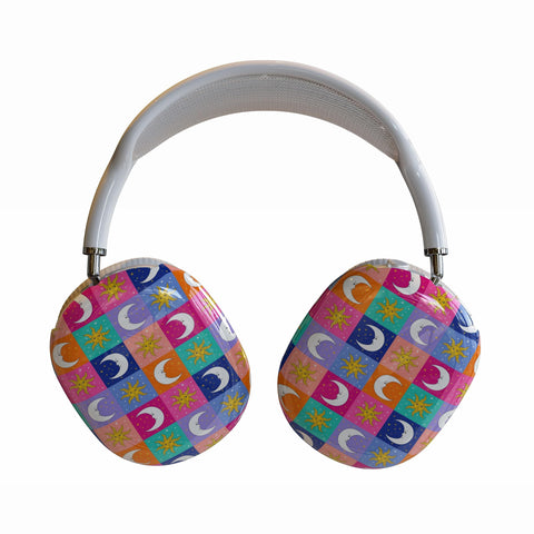 Eclectic Sun Moon AirPods Max Case | Snap On Air Pods Max Cover | Protective Case For New AirPods Max Headphones with Colorful Design