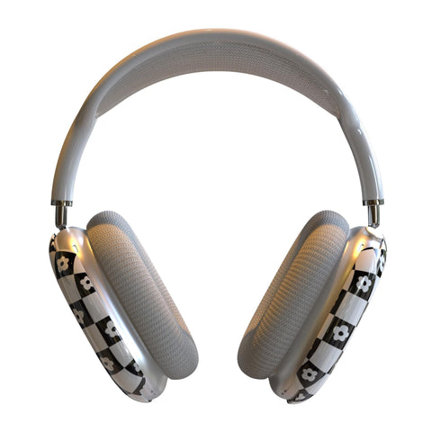 Black White Daisy Checkers AirPods Max Case | Snap On Air Pods Max Cover | Protective Case For AirPods Max Headphones With Aesthetic Design