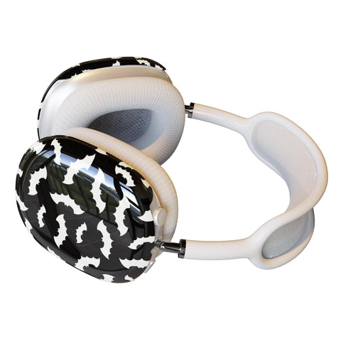 Black White Bats AirPods Max Case | Snap On Air Pods Max Cover | Protective Case For New AirPods Max Headphones With Witchy Halloween Design