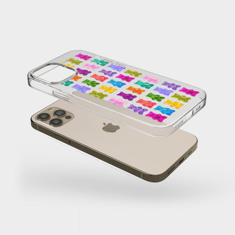 Colorful Gummy Bear Print Phone Case For iPhone 15 14 13 Pro Max 12 Mini 11 XR 7 8 SE 2022 Galaxy S24 Aesthetic Design MagSafe Clear Cover