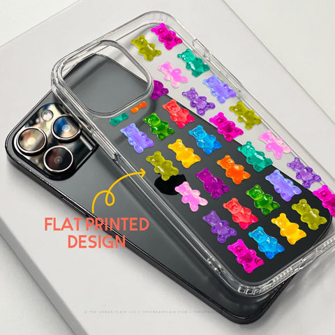 Colorful Gummy Bear Print Phone Case For iPhone 15 14 13 Pro Max 12 Mini 11 XR 7 8 SE 2022 Galaxy S24 Aesthetic Design MagSafe Clear Cover