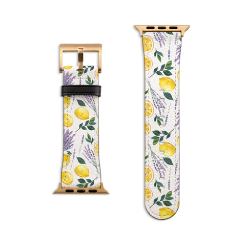 Lemons & Lavender Apple Watch Band For Series 4 5 6 7 8 9 10 11 SE Ultra 38mm 40mm 41mm 42mm 44mm 45mm 46mm 49mm Apple Watch Straps