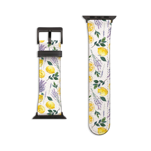 Lemons & Lavender Apple Watch Band For Series 4 5 6 7 8 9 10 11 SE Ultra 38mm 40mm 41mm 42mm 44mm 45mm 46mm 49mm Apple Watch Straps