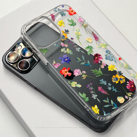 Wildflower Garden Transparent Floral Phone Case For iPhone 15 14 13 Pro Max 12 Mini XR 7 8 SE Galaxy S24 MagSafe Cover With Aesthetic Design
