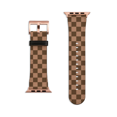 Luxury Chocolate Plaid Vegan Leather Apple Watch Band