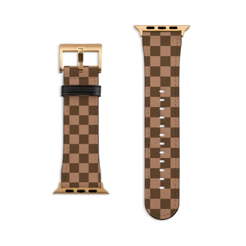 Luxury Chocolate Plaid Vegan Leather Apple Watch Band