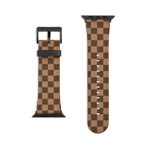 Luxury Chocolate Plaid Vegan Leather Apple Watch Band