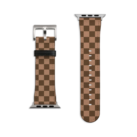 Luxury Chocolate Plaid Vegan Leather Apple Watch Band