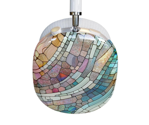 Mosaic Airpods Max 2 Hard Case – Pastel Stained Glass Print Protective Cover for Apple Headphones, Artistic Boho Airpods Max 2 Shell