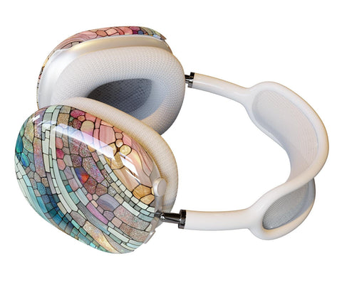 Mosaic Airpods Max 2 Hard Case – Pastel Stained Glass Print Protective Cover for Apple Headphones, Artistic Boho Airpods Max 2 Shell