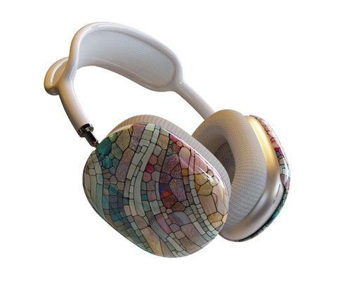 Mosaic Airpods Max 2 Hard Case – Pastel Stained Glass Print Protective Cover for Apple Headphones, Artistic Boho Airpods Max 2 Shell